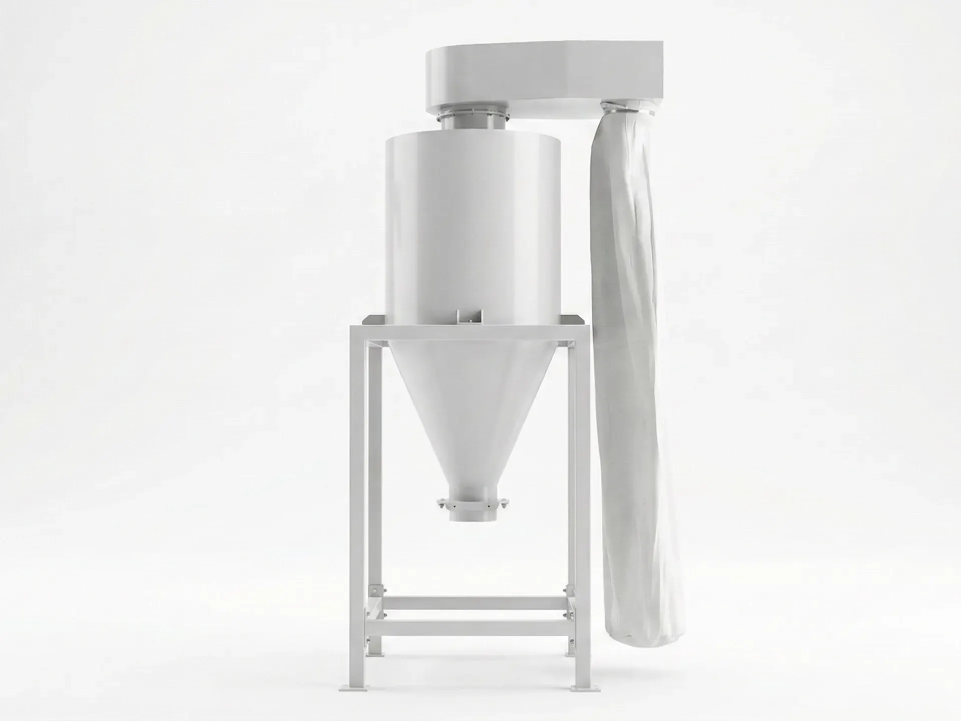 Dust collection hopper connected to the PVC horizontal crusher